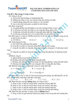 Bài tập trắc nghiệm về Sóng cơ Vật lí lớp 12 (Có đáp án)
